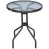 Mesa de Jardín Redonda con Encimera de Vidrio Templado Decorativa y Marco de Metal para Patio Terraza Balcón Com... - Ogal.Es