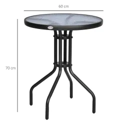Mesa de Jardín Redonda con Encimera de Vidrio Templado Decorativa y Marco de Metal para Patio Terraza Balcón Com... - Ogal.Es