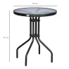 Mesa de Jardín Redonda con Encimera de Vidrio Templado Decorativa y Marco de Metal para Patio Terraza Balcón Com... - Ogal.Es