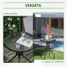 Mesa de Jardín Redonda con Encimera de Vidrio Templado Decorativa y Marco de Metal para Patio Terraza Balcón Com... - Ogal.Es