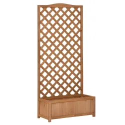 Jardinera con Enrejado de Madera Maciza Arriate Macetero con Soporte para Trepadora Cultivos Plantas Flores para... - Ogal.Es