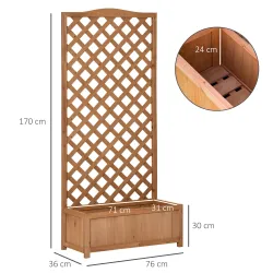 Jardinera con Enrejado de Madera Maciza Arriate Macetero con Soporte para Trepadora Cultivos Plantas Flores para... - Ogal.Es