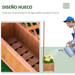 Jardinera con Enrejado de Madera Maciza Arriate Macetero con Soporte para Trepadora Cultivos Plantas Flores para... - Ogal.Es