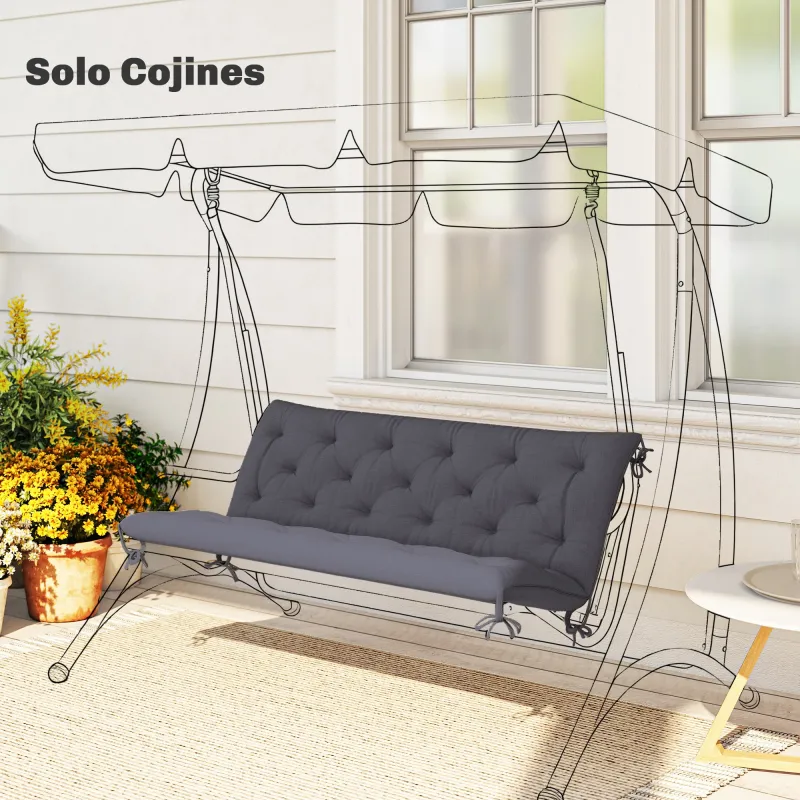 Cojín para Banco de Jardín con Respaldo, 150x98x8 cm, Colchón de Banco de 3 Plazas para Interior y Exterior con ... - Ogal.Es