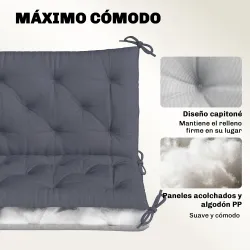 Cojín para Banco de Jardín con Respaldo, 150x98x8 cm, Colchón de Banco de 3 Plazas para Interior y Exterior con ... - Ogal.Es