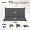 Cojín para Banco de Jardín con Respaldo, 100x98x8 cm, Colchón de Banco de 2 Plazas para Interior y Exterior con ... - Ogal.Es