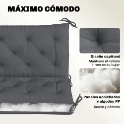 Cojín para Banco de Jardín con Respaldo, 100x98x8 cm, Colchón de Banco de 2 Plazas para Interior y Exterior con ... - Ogal.Es