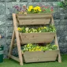 Jardinera de Escalera de 3 Niveles Maceteros de Madera Jardinera Vertical con Tela no Tejida y Orificios de Dren... - Ogal.Es