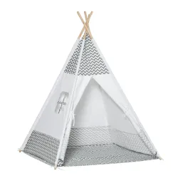 Tienda de Campaña para Niños de +3 Años Tipi Infantil de Madera Portátil con Ventana Colchoneta y Bolsa de Trans... - Ogal.Es