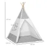 Tienda de Campaña para Niños de +3 Años Tipi Infantil de Madera Portátil con Ventana Colchoneta y Bolsa de Trans... - Ogal.Es