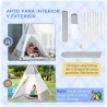 Tienda de Campaña para Niños de +3 Años Tipi Infantil de Madera Portátil con Ventana Colchoneta y Bolsa de Trans... - Ogal.Es