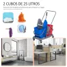 Carro de Limpieza Profesional Carro de Fregado de Metal con 2 Cubos de 25 Litros Extraíbles Escurridor Prensa Ma... - Ogal.Es