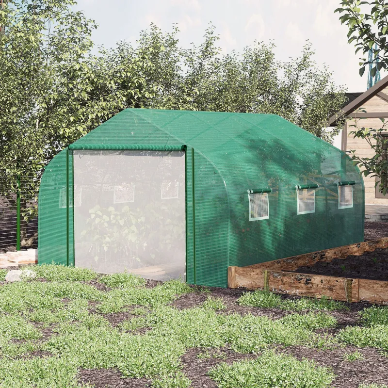 Invernadero de Exterior 3,5x3x2 m Invernadero de Túnel con Ventanas Cubierta de PE 140 g/m² Anti-UV y Puerta Enr... - Ogal.Es