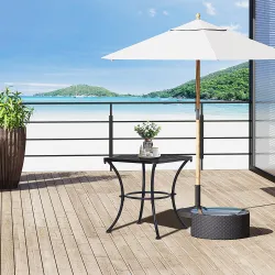 Mesa Auxiliar Cuadrada Mesa de Jardín Exterior con Estructura de Metal para Patio Terraza Balcón 45x45x50 cm Negro - Ogal.Es