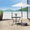 Mesa Auxiliar Cuadrada Mesa de Jardín Exterior con Estructura de Metal para Patio Terraza Balcón 45x45x50 cm Negro - Ogal.Es