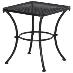 Mesa Auxiliar Cuadrada Mesa de Jardín Exterior con Estructura de Metal para Patio Terraza Balcón 45x45x50 cm Negro - Ogal.Es