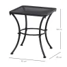 Mesa Auxiliar Cuadrada Mesa de Jardín Exterior con Estructura de Metal para Patio Terraza Balcón 45x45x50 cm Negro - Ogal.Es