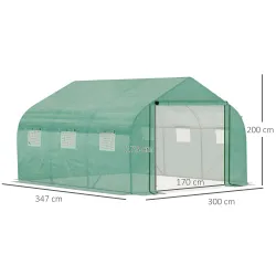 Invernadero de Exterior 3,5x3x2 m Invernadero de Túnel con Ventanas Cubierta de PE 140 g/m² Anti-UV y Puerta Enr... - Ogal.Es