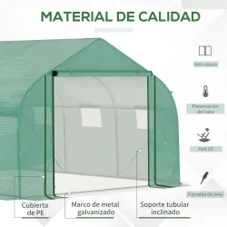 Invernadero de Exterior 3,5x3x2 m Invernadero de Túnel con Ventanas Cubierta de PE 140 g/m² Anti-UV y Puerta Enr... - Ogal.Es
