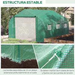 Invernadero de Exterior 3,5x3x2 m Invernadero de Túnel con Ventanas Cubierta de PE 140 g/m² Anti-UV y Puerta Enr... - Ogal.Es