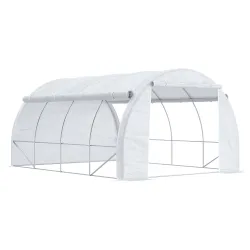 Invernadero de Túnel Invernadero de Jardín 4x3x2 m con Puerta y 8 Ventanas Enrollables para Cultivos Plantas Blanco - Ogal.Es