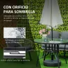 Mesa de Cristal de Jardín con Agujero para Sombrilla Mesa para Comer Redonda con Marco de Acero para Exterior Te... - Ogal.Es