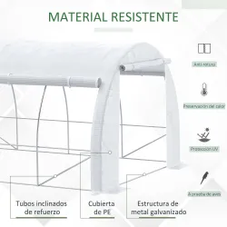 Invernadero de Túnel Invernadero de Jardín 4x3x2 m con Puerta y 8 Ventanas Enrollables para Cultivos Plantas Blanco - Ogal.Es