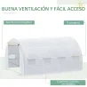 Invernadero de Túnel Invernadero de Jardín 4x3x2 m con Puerta y 8 Ventanas Enrollables para Cultivos Plantas Blanco - Ogal.Es