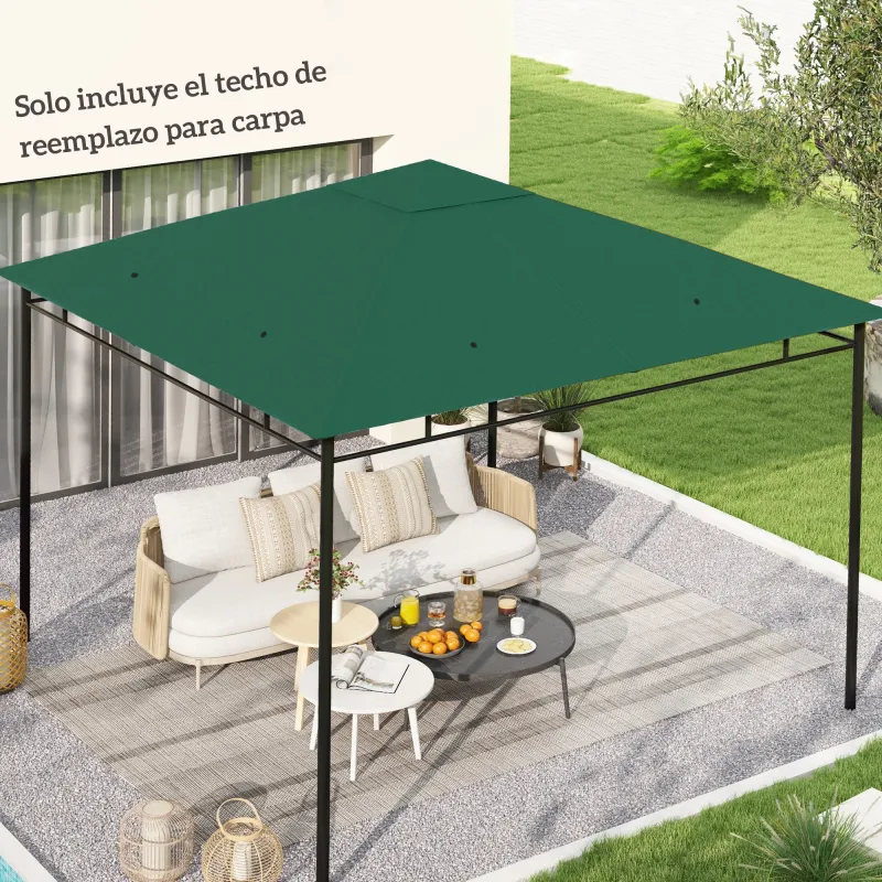 Techo de Repuesto para Cenador, 3x3 m, Cubierta de Repuesto con 8 Orificios de Drenaje, Ventilación y Protección... - Ogal.Es