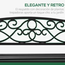 Banco de Jardín de 2 Plazas con Respaldo y Reposabrazos Estilo Vintage Exterior Carga 240 kg Hierro Fundido Acer... - Ogal.Es