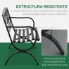 Banco de Jardín de 2 Plazas con Respaldo y Reposabrazos Estilo Vintage Exterior Carga 240 kg Hierro Fundido Acer... - Ogal.Es