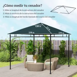Techo de Repuesto para Cenador, 3x3 m, Cubierta de Repuesto con 8 Orificios de Drenaje, Ventilación y Protección... - Ogal.Es