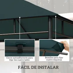 Techo de Repuesto para Cenador, 3x3 m, Cubierta de Repuesto con 8 Orificios de Drenaje, Ventilación y Protección... - Ogal.Es