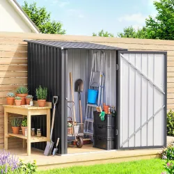 Caseta de Jardín Metálica 0,92 m² 100x103x160cm con 1 Puerta y Cerradura para Almacenamiento de Herramientas Gri... - Ogal.Es