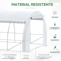 Invernadero de Exterior 6x3x2 m Invernadero de Túnel con Puerta y 12 Ventanas de Malla Enrollables Invernadero d... - Ogal.Es