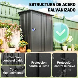 Caseta de Jardín Metálica 0,92 m² 100x103x160cm con 1 Puerta y Cerradura para Almacenamiento de Herramientas Gri... - Ogal.Es