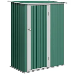 Cobertizo Exterior de Metálico con Puerta Cerradura y Orificios de Drenaje para Almacenamiento de Herramientas - Ogal.Es