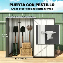 Caseta de Jardín Metálica 0,92 m² 100x103x160cm con 1 Puerta y Cerradura para Almacenamiento de Herramientas Gri... - Ogal.Es