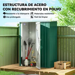 Cobertizo Exterior de Metálico con Puerta Cerradura y Orificios de Drenaje para Almacenamiento de Herramientas - Ogal.Es