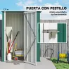 Cobertizo Exterior de Metálico con Puerta Cerradura y Orificios de Drenaje para Almacenamiento de Herramientas - Ogal.Es