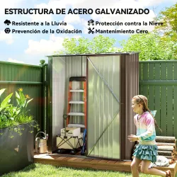 Caseta de Jardín Metálica 1,34 m² 161,5x94,5x196 cm con 1 Puerta y Cerradura para Almacenamiento de Herramientas... - Ogal.Es