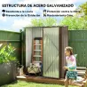 Caseta de Jardín Metálica 1,34 m² 161,5x94,5x196 cm con 1 Puerta y Cerradura para Almacenamiento de Herramientas... - Ogal.Es