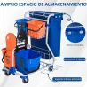 Carro de Limpieza con Bolsa de Basura Carro de Servicio con Doble Cubo de 18 Litros Escurridor de Prensa 2 Cubet... - Ogal.Es