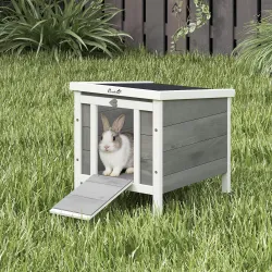 Conejera de Madera Exterior Jaula Caseta para Roedores Mascotas Pequeñas con Techo Asfáltico Se Puede Abrir y Ra... - Ogal.Es