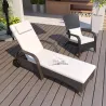 Tumbona de Ratán de Jardín Chaise Longue con Respaldo Ajustable en 5 Posiciones Cojines Acolchados Reposacabezas... - Ogal.Es