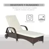 Tumbona de Ratán de Jardín Chaise Longue con Respaldo Ajustable en 5 Posiciones Cojines Acolchados Reposacabezas... - Ogal.Es