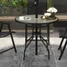 Mesa de Jardín Redonda Mesa Comedor de Cristal Templado con Agujero para Sombrilla y Estructura Metálica para Pa... - Ogal.Es