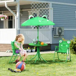 Set de Mesa y Sillas Infantil de Jardín Conjunto de Picnic Plegable para Niños Juego de Mesa con Sombrilla Ajust... - Ogal.Es
