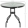 Mesa de Jardín Redonda Mesa Comedor de Cristal Templado con Agujero para Sombrilla y Estructura Metálica para Pa... - Ogal.Es