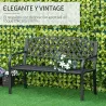 Banco de Jardín de 2 Plazas con Respaldo Decorativo y Reposabrazos para Terraza Balcón Patio Exterior Carga 240 ... - Ogal.Es